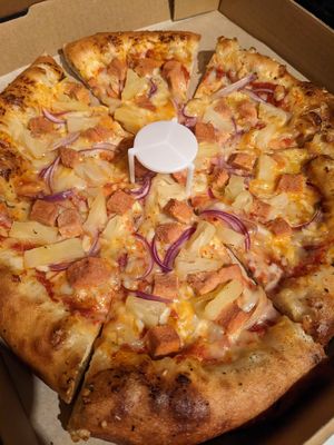 Hawaiian pizza at Squatcho's in Rochester