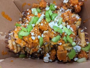 Buffalo Chicken Waffle  Fries at Squatcho's in Rochester