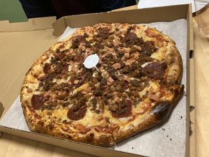 Satriales pizzaa at Squatcho's in Rochester