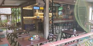 The bar & seating at Habitat Bar & Veg Restaurant in Koh Lanta