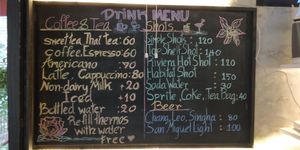 Drinks menu at Habitat Bar & Veg Restaurant in Koh Lanta