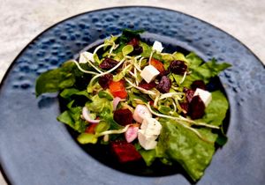 Roasted Beets with Feta Salad. Vegetarian at Habitat Bar & Veg Restaurant in Koh Lanta
