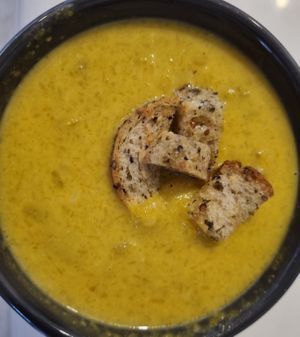 Pumpkin and Ginger Soup. Vegan. Cup/Bowl. at Habitat Bar & Veg Restaurant in Koh Lanta