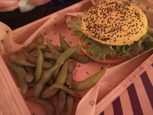 Spicy cecio + edamame at Flower Burger in Trento