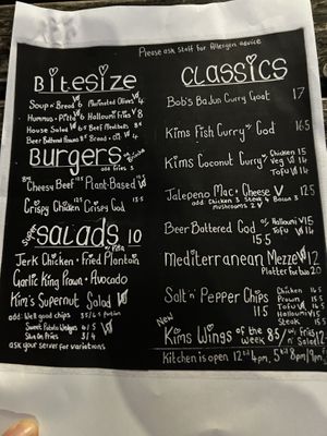 Menu October 2025  at Kim's Kitchen in Manchester