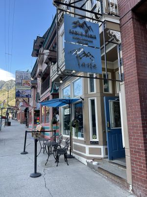 Nice view of the mountains while eating breakfast    at Kami's Samis in Ouray