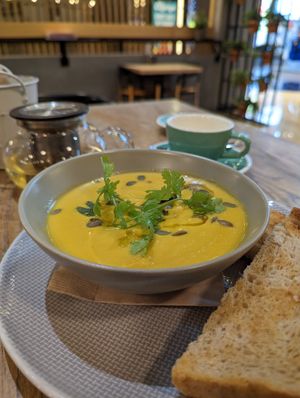 Carrot and cauliflower soup at Common Grounds in Dubai