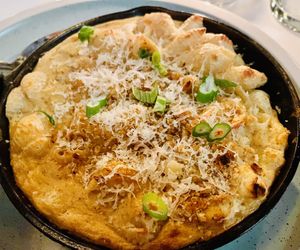 CAST IRON SHELLS & CHEESE               Ferrazzani's shells, smoked cheddar, green onions, bread crumbs. ✨Delicious  #Veganuary at Donna Jean - Sherman Oaks in Sherman Oaks
