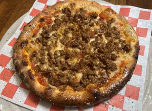 Beyond sausage pizza  at Plant Based Trace in Gainesville