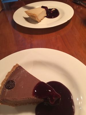 House made Vegan chocolate and vanilla cheesecake!!  at Pure City in Pine Bush