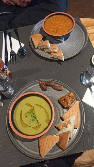 Veggie & Harira soup at Fez & Friends in Fes