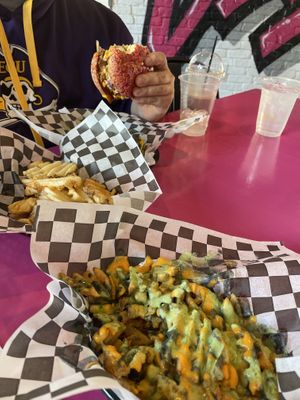 The Unforgivable Fries, Dirty South burger   at The Dirty V in Apex