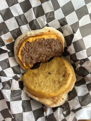 The DELICIOUS insides of the Dirty Griddle  at The Dirty V in Apex