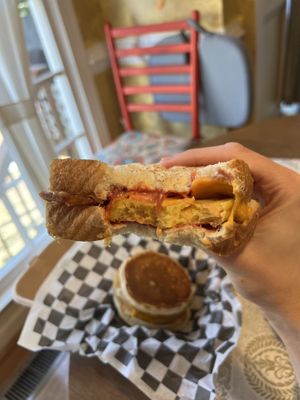 Bite of the Bacon Egg Cheez Sando  at The Dirty V in Apex