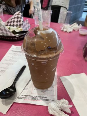 Chocolate milkshake made with soft serve   at The Dirty V in Apex
