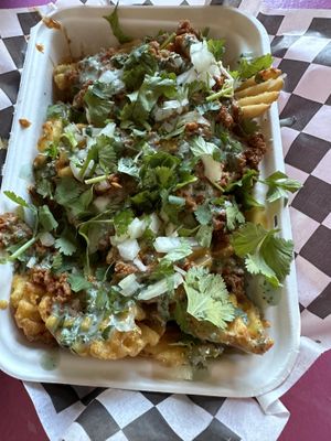Chili cheese waffle fries   at The Dirty V in Apex