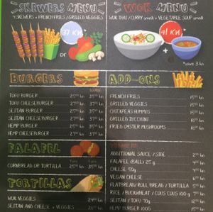 English menu at Green Point in Zagreb