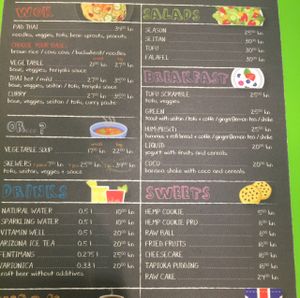 English menu  at Green Point in Zagreb