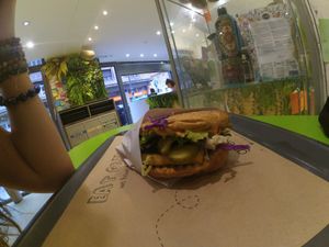 vegan tofu burger at Green Point in Zagreb