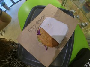 vegan tofu burger at Green Point in Zagreb