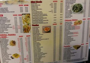Menu back at Chini Chor in South West London