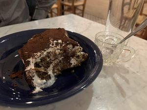 Vegan tiramisu  at Pizzeria Piccola in Ljubljana