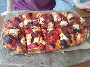 Pizza salami at Pizzeria Piccola in Ljubljana