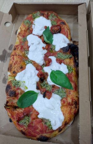 Vegan pesto pizza at Pizzeria Piccola in Ljubljana