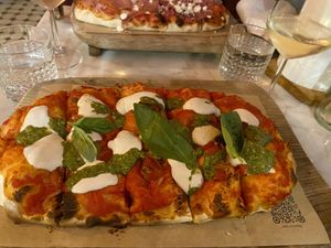 Pesto pizzaa  at Pizzeria Piccola in Ljubljana