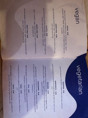 Vegan and vegetarian Menu #Veganuary at Pizzeria Piccola in Ljubljana