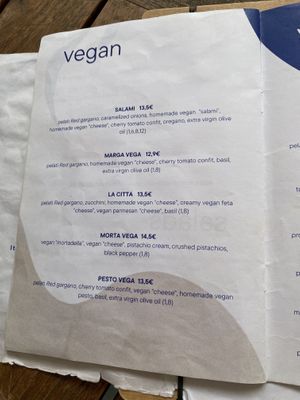 Menu  at Pizzeria Piccola in Ljubljana