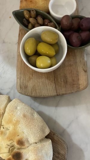 Pizza bread with olives (made vegan on request)  at Pizzeria Piccola in Ljubljana