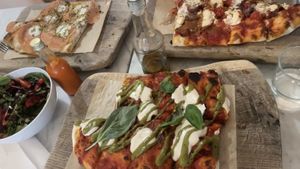From L to R: mortadella (best), pesto (close second) and salami (also good).  at Pizzeria Piccola in Ljubljana