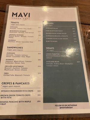 Food menu (Nov 22)  at Mavi Cafe in Udaipur