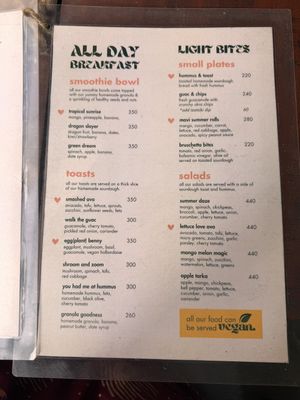 Menu  at Mavi Cafe in Udaipur