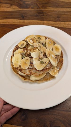 Vegan banana pancake at Mavi Cafe in Udaipur