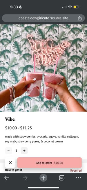 Vegan smoothies  at Coastal Cowgirl Cafe in Tuscaloosa