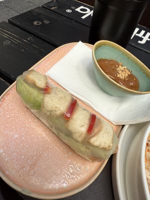 Taifun tofu summer roll with peanut sauce  at Levi in Munich