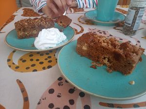 Mulled apple crumble cake (nicely warmed) at Prosper in Ely