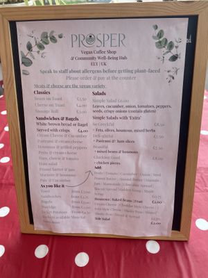 Menu   at Prosper in Ely
