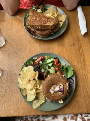 Gf mushroom melt bagel & tuna melt  at Prosper in Ely
