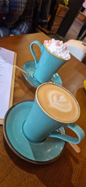 Matcha hot chocolate with flumps at Prosper in Ely