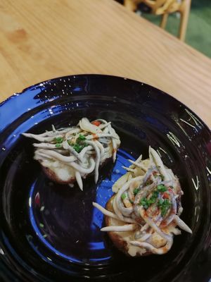 tapa de patata con "gulas", muy bueno at TROPICOOL in Madrid