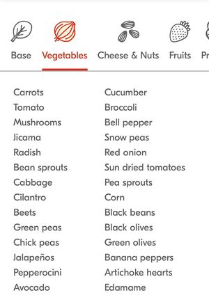 Veggie Options   at Salata in Charlotte