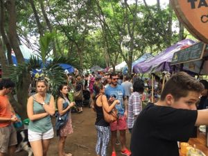 Food area at Feria Verde de Ciudad Colon in San Jose