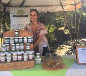 vegan pesto and other sauces at Feria Verde de Ciudad Colon in San Jose