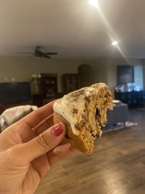 Irish Cream Cinnamon Roll Enjoyed at Home (A Little Too Dense IMO)  at Cosmic Bakery  in Upland