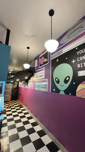 Waiting area. UFO  at Cosmic Bakery  in Upland