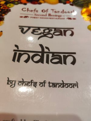 Separate vegan menu. at Chefs of Tandoori in Malvern