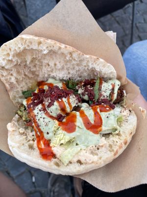 Grüne Sauce Falafel Sandwich  at Rashcook Falafel in Frankfurt